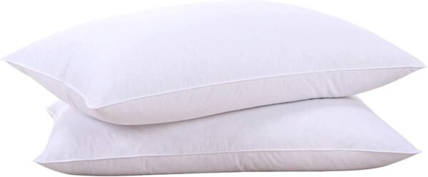 Goose Feathers and Down White Pillows with 100% Soft Cotton Cover, Bed Sleeping Hotel Collection Pillows Set of 2 Queen Size