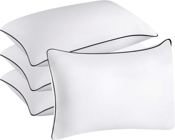 Hotel Quality Cooling Standard Size Bed Pillows Set of 4 - Soft, Firm, and Supportive Down Alternative Pillows for Back, Stomach, and Side Sleepers