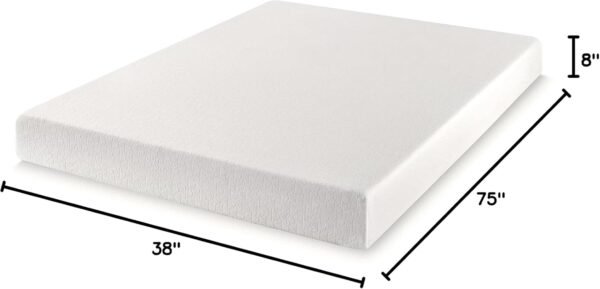 8 inch Twin Mattress Bed-In-A-Box, Green Tea Memory Foam, White