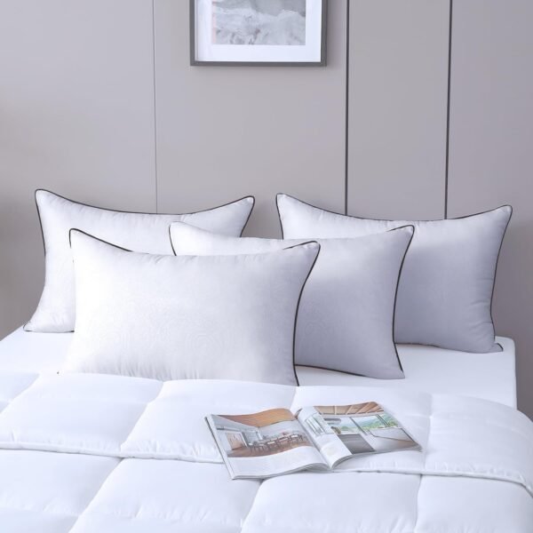 King Size Pillows for Sleeping Set of 4, Soft and Supportive Bed Pillows with Down Alternative Filling for Side and Back Sleepers, Hotel Collection, 36x20 Inches