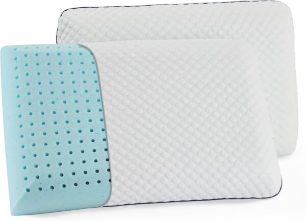 Gel Memory Foam Pillow - Standard Size - 2-Pack - Medium Plush Feel - Neck & Shoulder Support - For Back, Side, & Stomach Sleepers - Home, Hotel, & Hospital Essentials