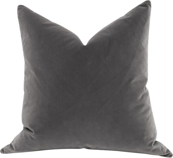26 Inch Set of 2 Accent Throw Pillows, Down Fill, Dark Gray Velvet