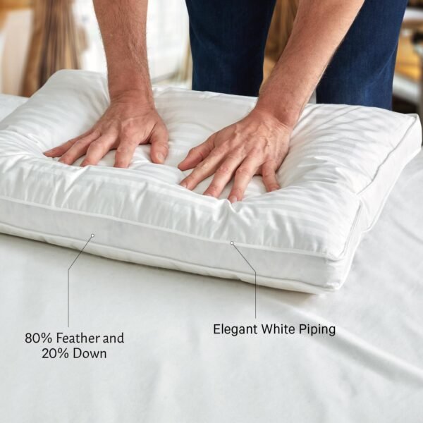 Down and Feathers Pillows King Size - Premium Soft Pillow Authentic Canadian White Goose Down 80% Feather 20% Down w/ 100% Cotton Cover for Comfort Luxury Experience - Fluffy & Easy Wash