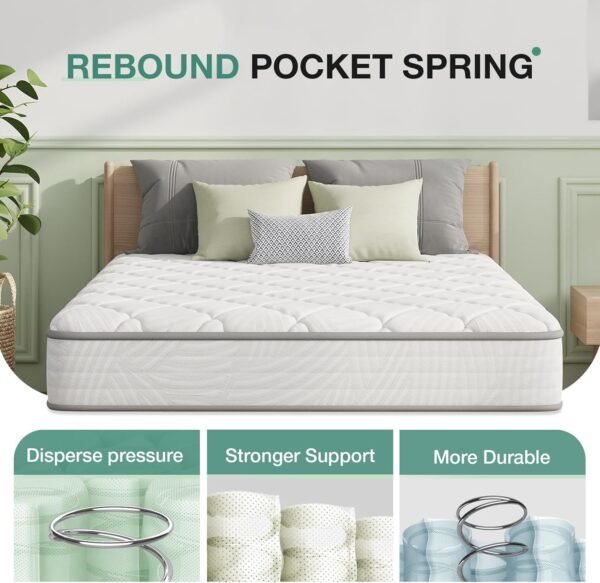 Twin Mattress 8 inch, Twin Bed Mattress in a Box, Hybrid Mattress with Comfortable & Durable Support, Twin Size Mattress for Back Pain Relief & Support,  Certified