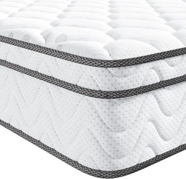 Twin XL Mattress, 10 Inch Hybrid Mattress with Memory Foam & Pocket Spring, Ergonomic Design & Pressure Relief, Medium Firm Feel Mattress in a Box (39 x 80 x10 Inches)